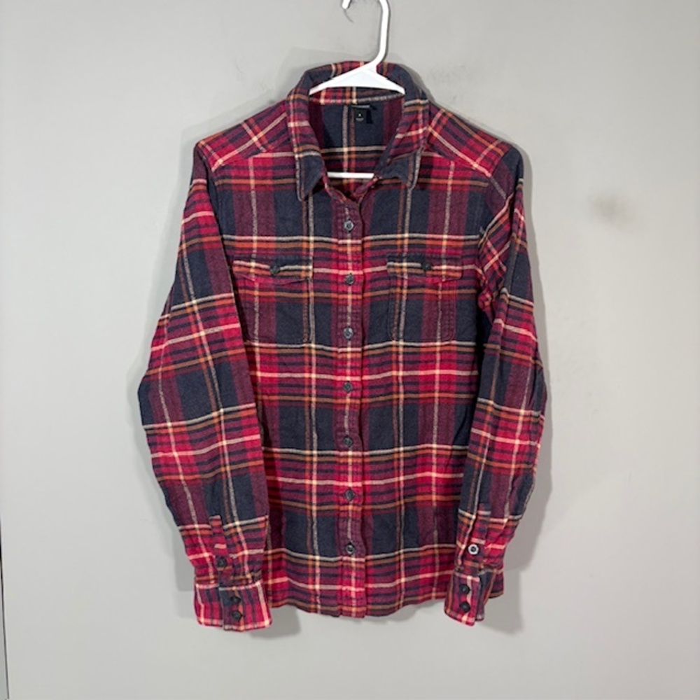 Patagonia Shirt Womens 8 Red Plaid Organic Cotton Fjord Flannel Button Top